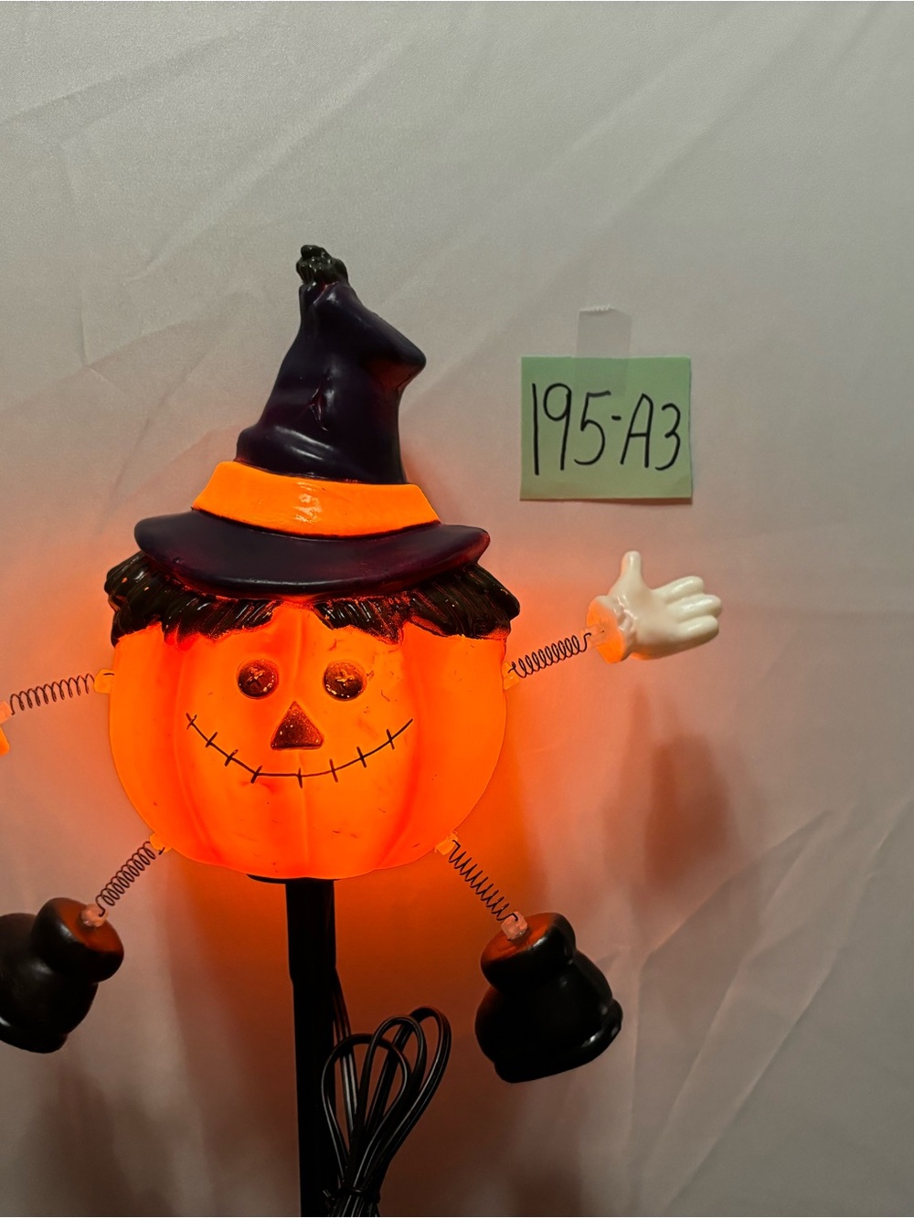 Rare vintage Halloween Blowmold scarecrow pumpkin man, hands & feed light
